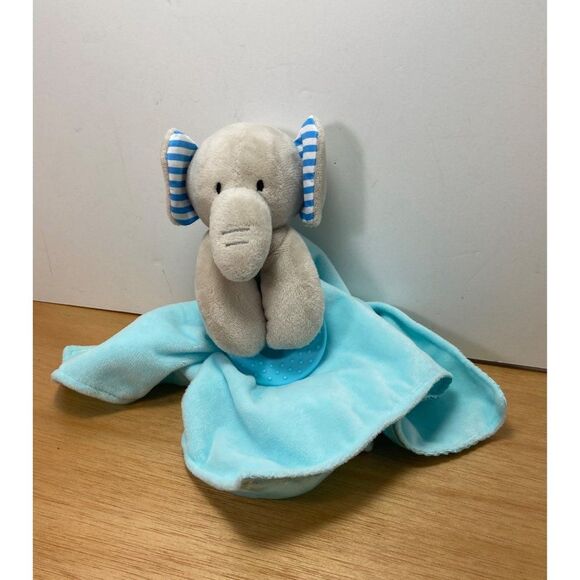 Forever Baby Lovey Baby Blankey  with Teether Blue Satin Gray Elephant 13 in - Picture 2 of 6